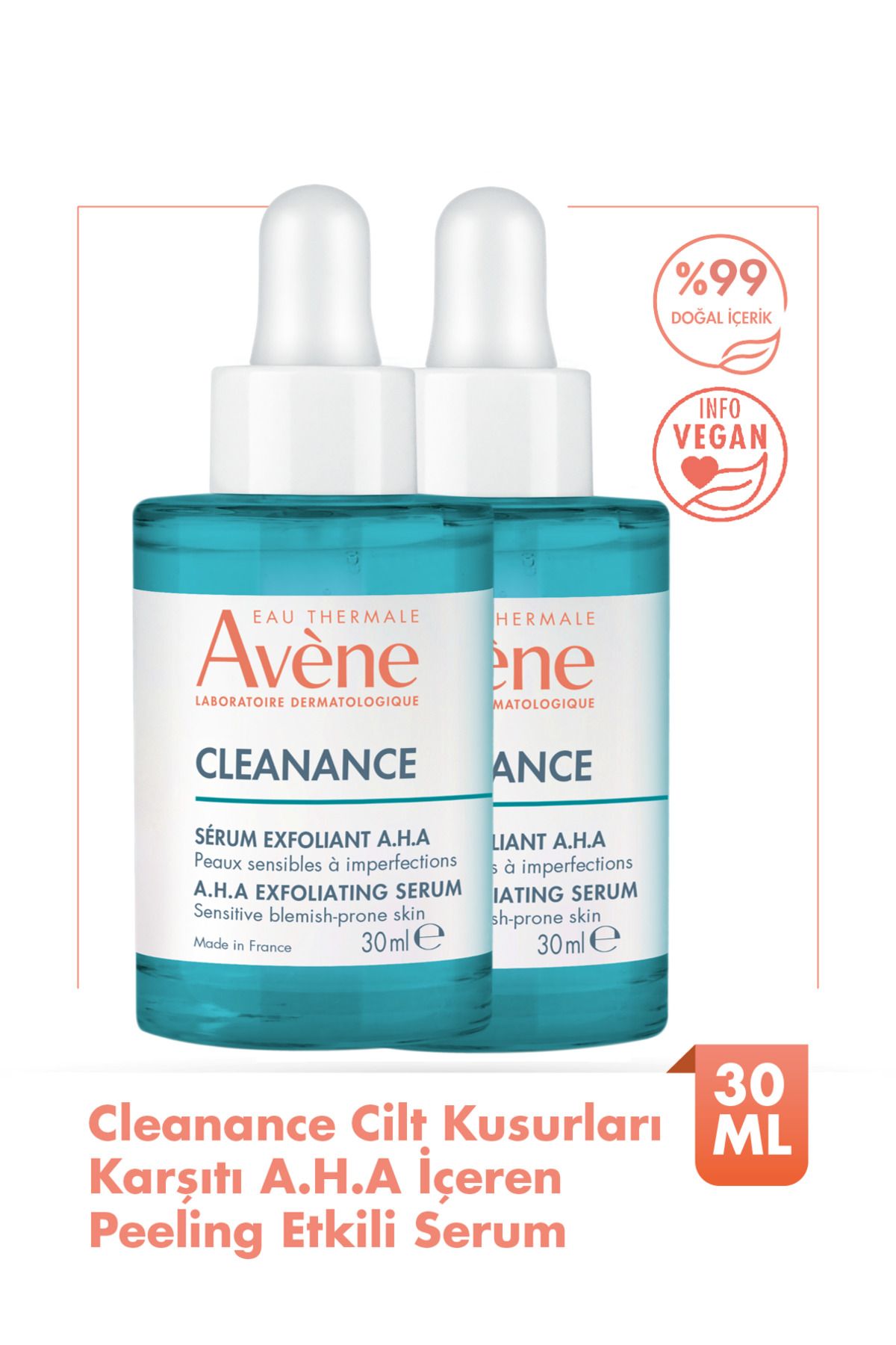 Avene Cleanance Cilt Kusurları Karşıtı A.H.A İçeren Peeling Etkili Exfoliating Serum 30 ml 2'li