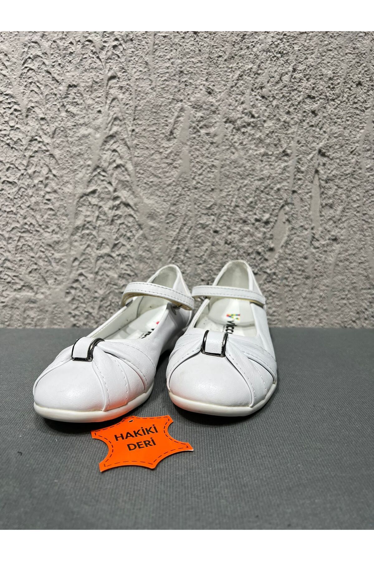 Vicco Hakiki Deri Beyaz Kız Babet Ayakkabı