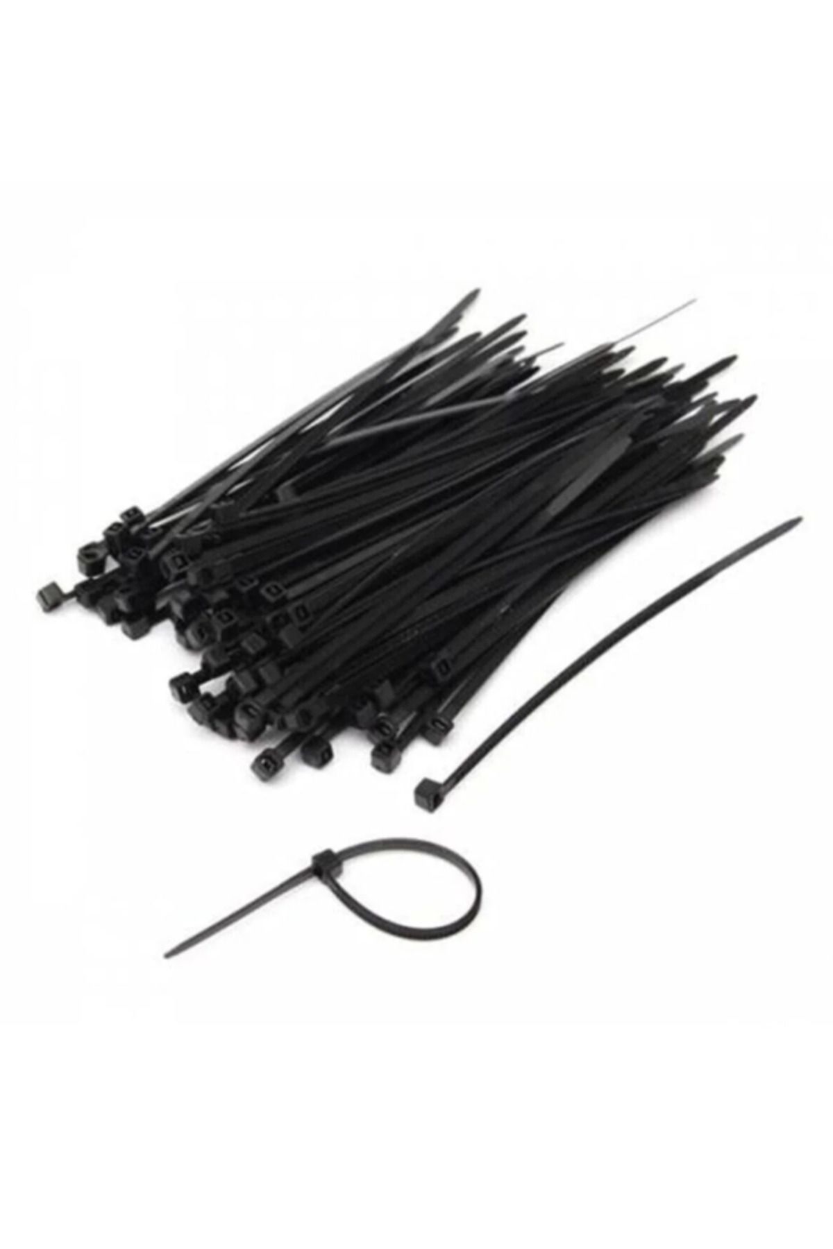 Bhd 100 Adet Siyah Plastik Kelepçe Cırt Kablo Klips 2.5X 20cm Uzunluk