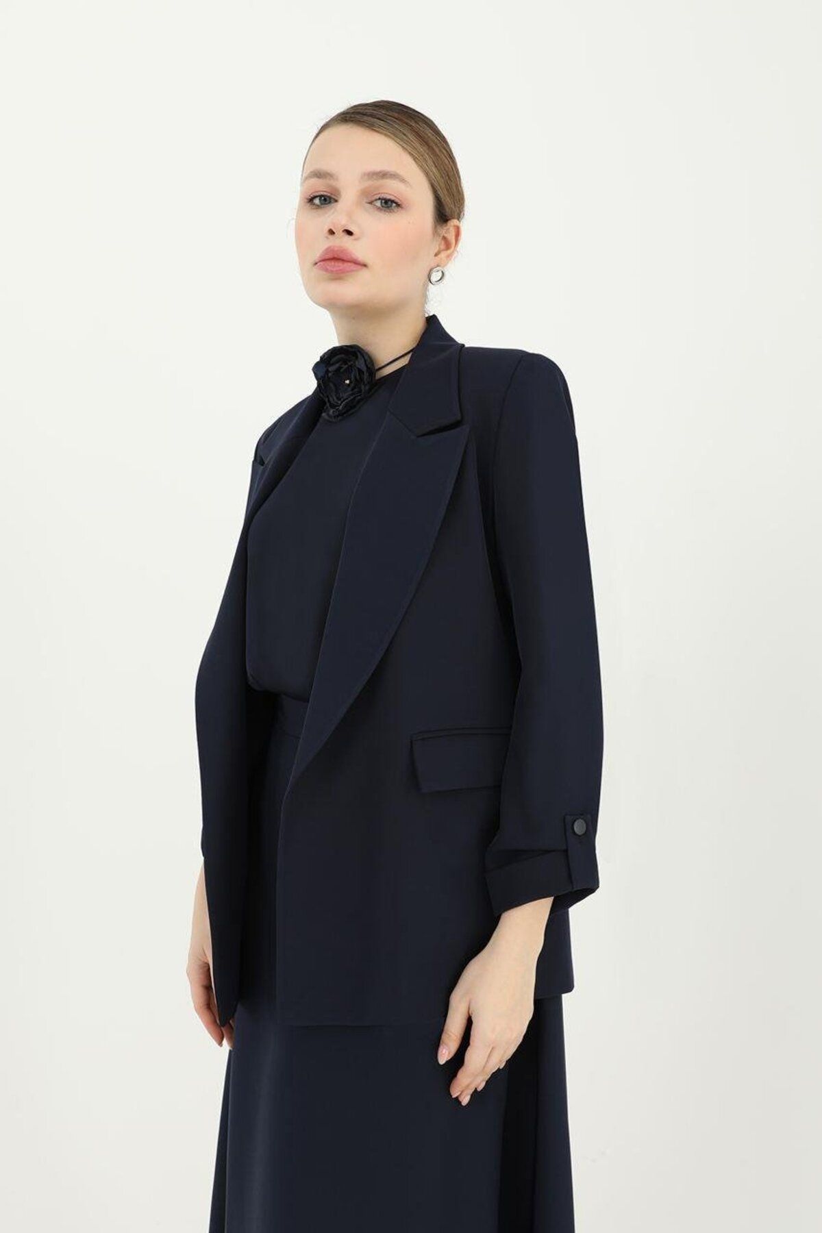 Puane Hscstore Kadın Lacivert Blazer Ceket - 15159