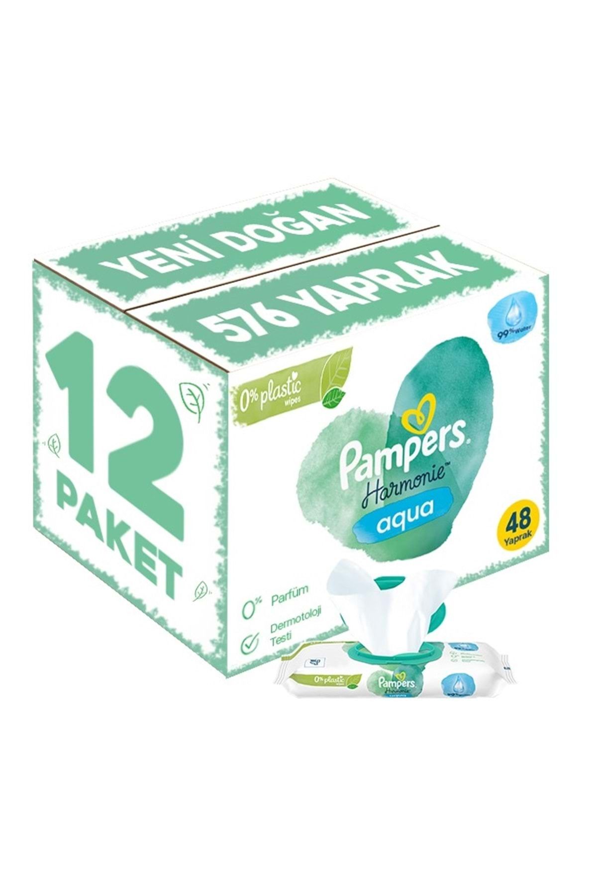 Prima Pampers Harmonie Islak Havlu Mendil Aqua Pure 48 Yaprak 12 Li Set (576 Yaprak) Organik Pamuk