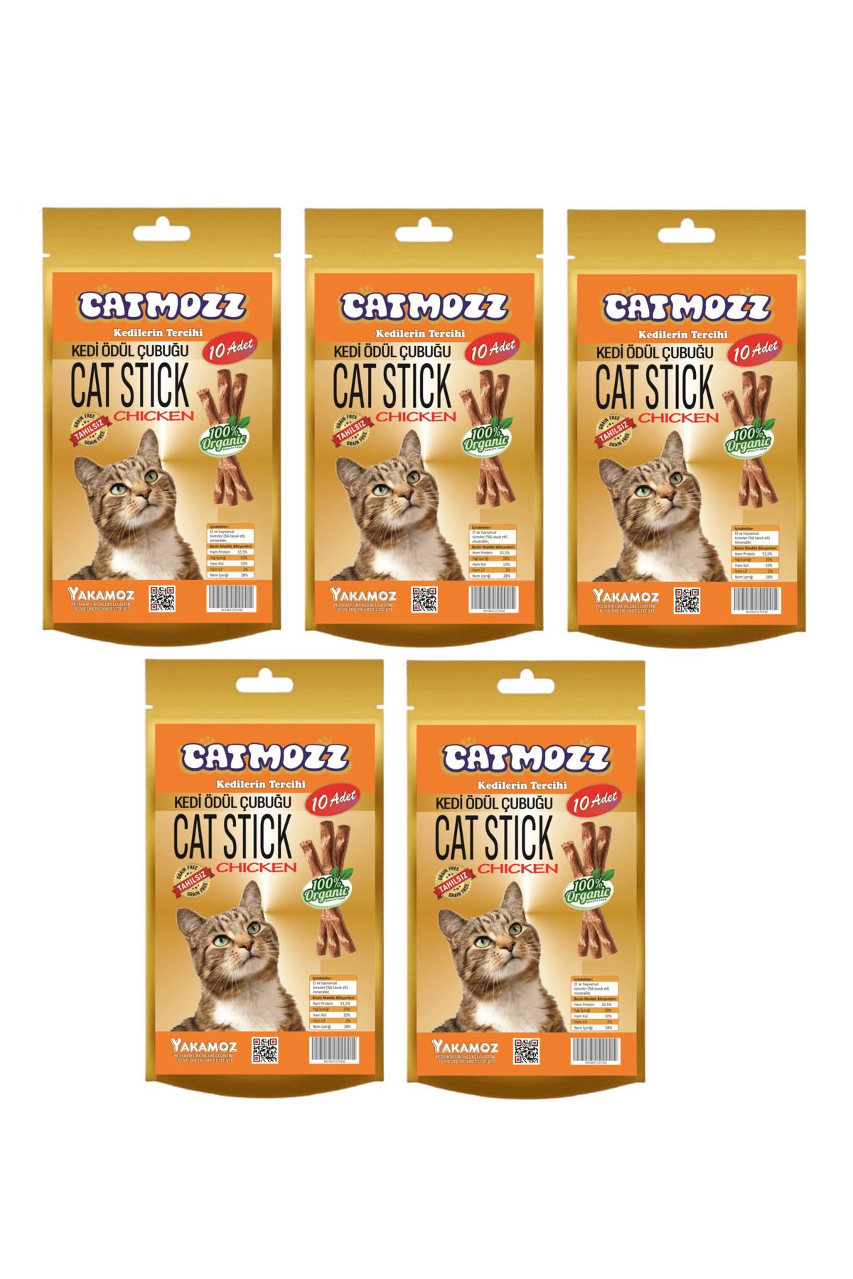 CatMozz Stick Tavuklu Kediler için Ödül Çubuğu 10lu x 5 Adet
