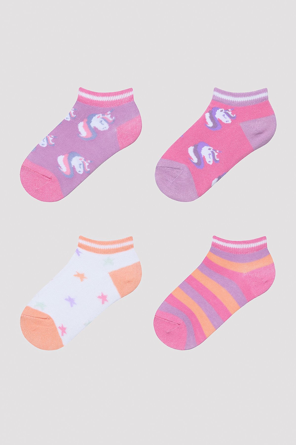 Penti Kız Çocuk Star Unicorn Çok Renkli 4lü Patik Çorap