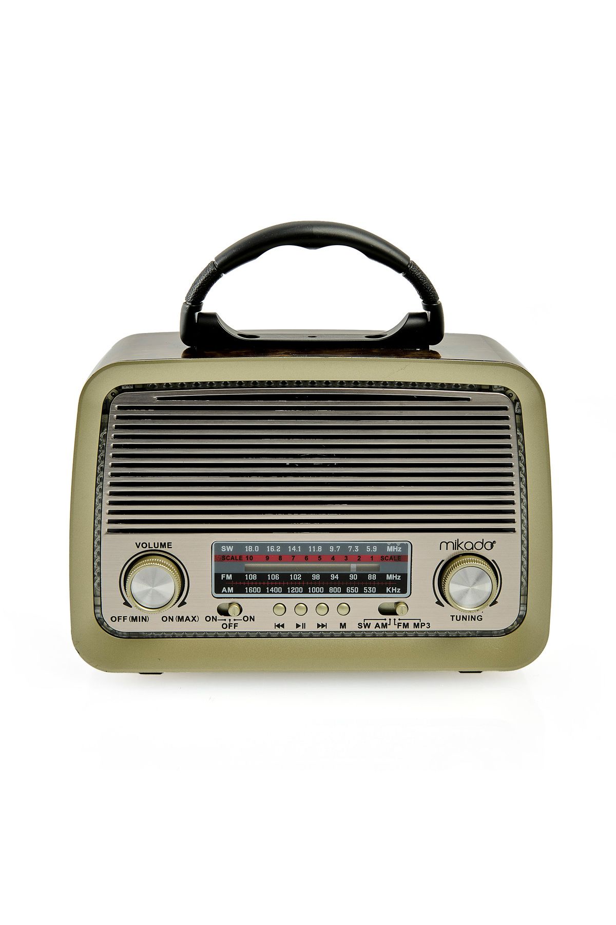 Mikado MDR-99 Usb-TF Destekli Bluetooth FM/AM/SW 3 Band Klasik Ahşap Radyo - Kahverengi - 19x9,5x22
