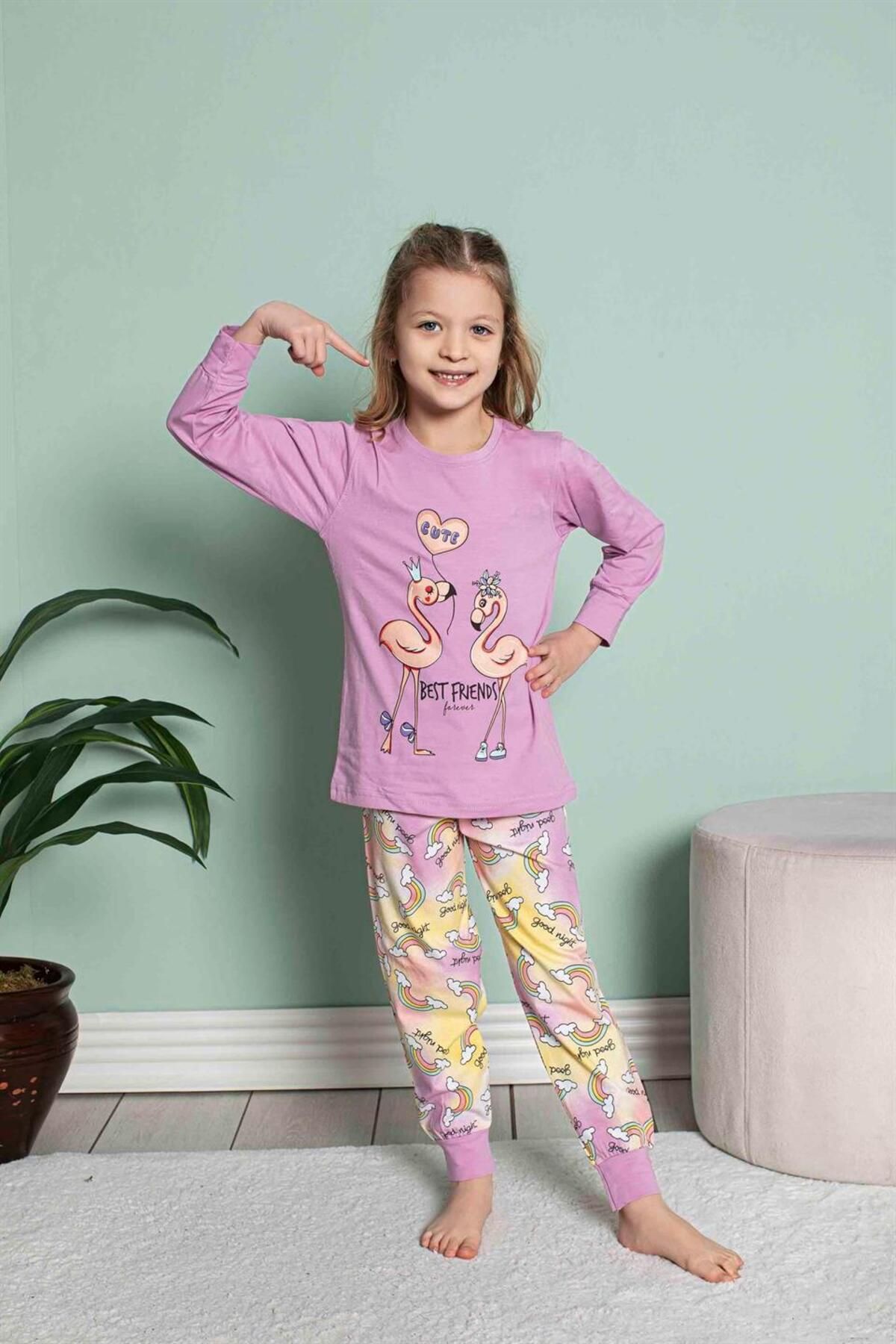 Tarık Kız Çocuk Uzun Kol Pijama Takım 2279 Lila
