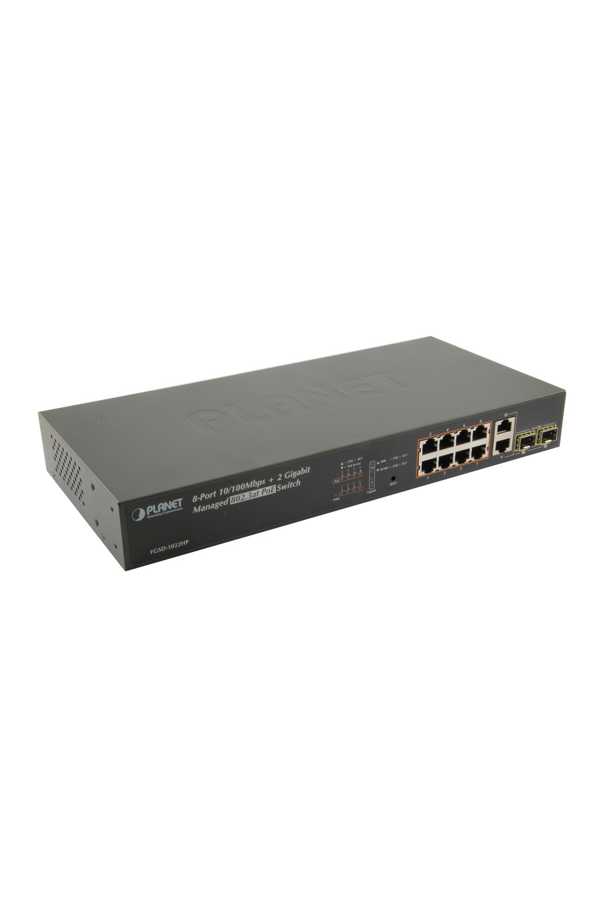 Planet 8-Port 10/100Mbps + 2G TP / SFP Combo Managed 802.3at PoE Switch
