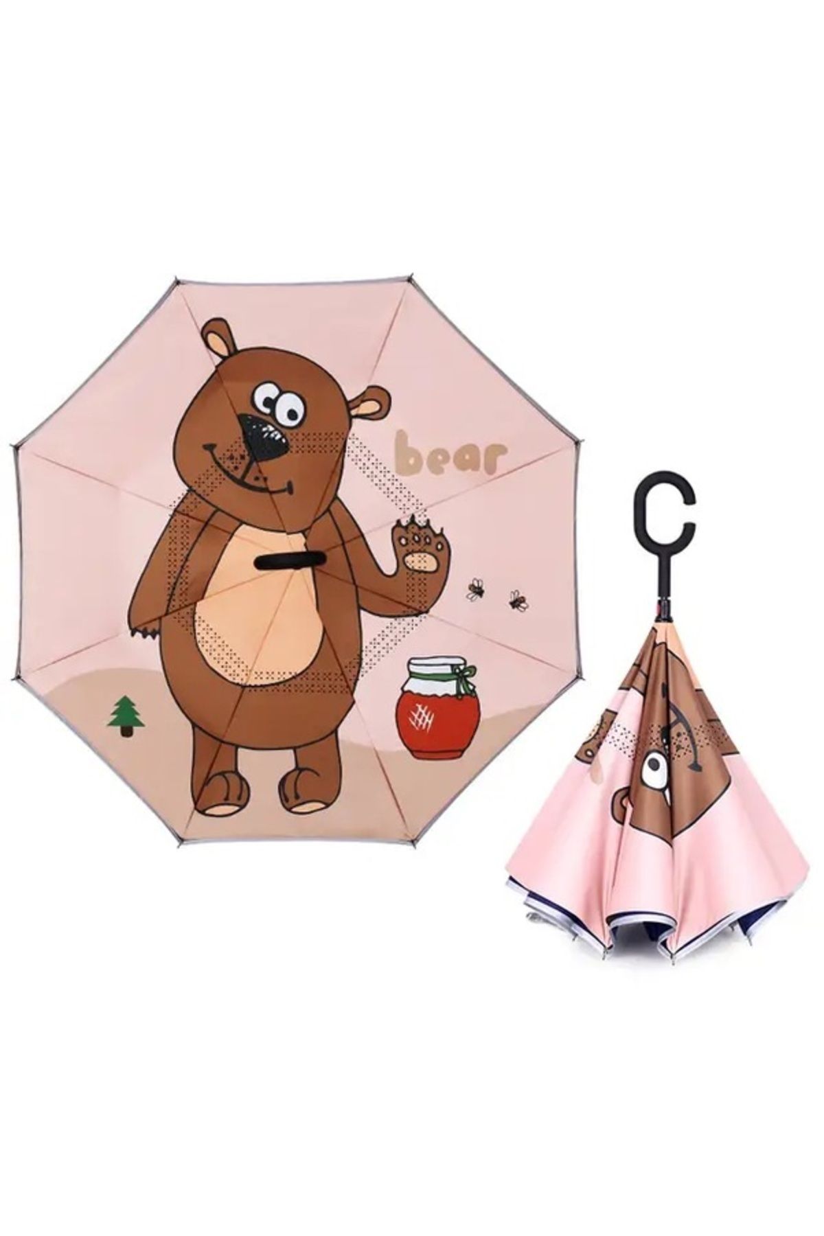 Aksesuar Çocuk Şemsiye Ters Şemsiye Honey Bear