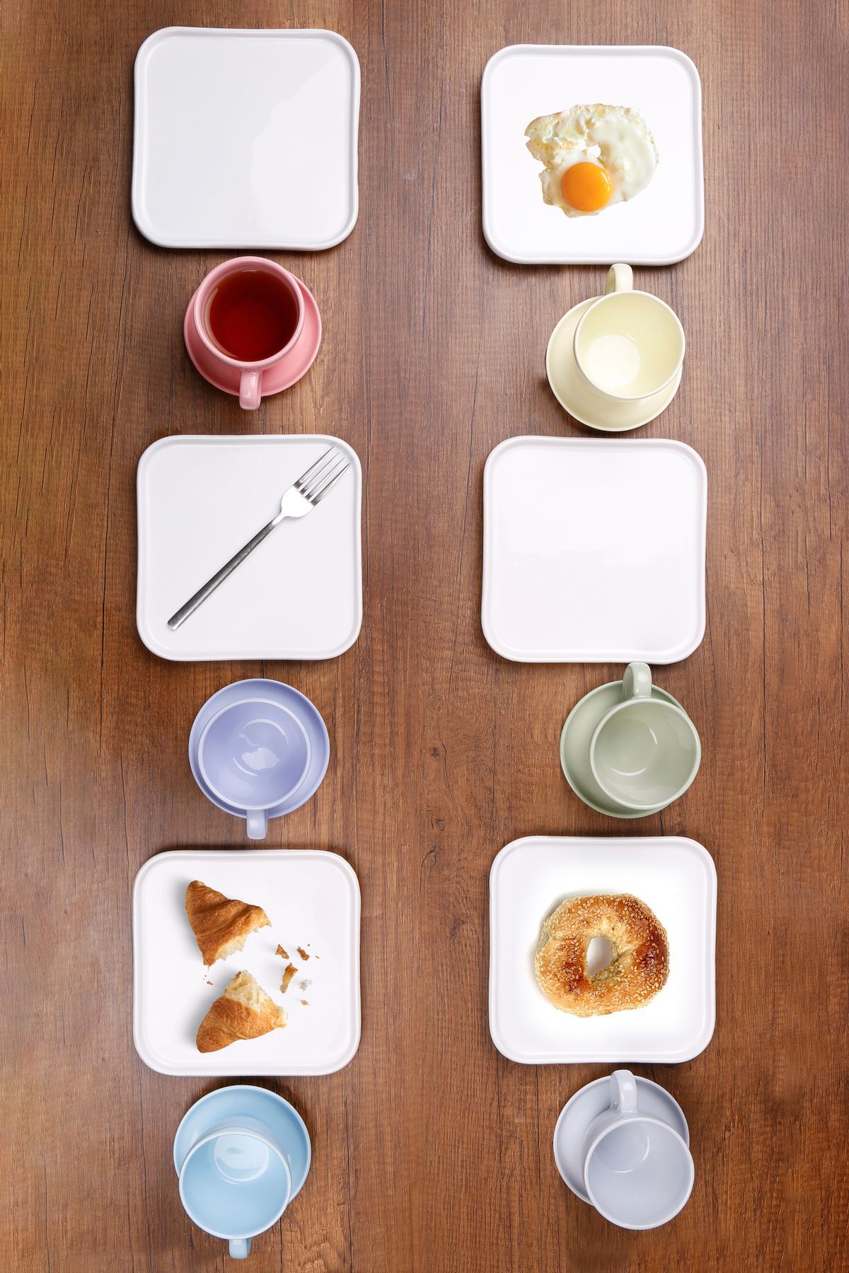 EvimSepette 24 Parça Renkli Çay Saati Sunum Seti&Kahvaltı&Yemek