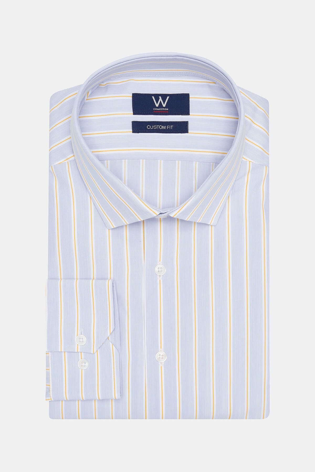 W Collection Mavi Beyaz Klasik Gömlek