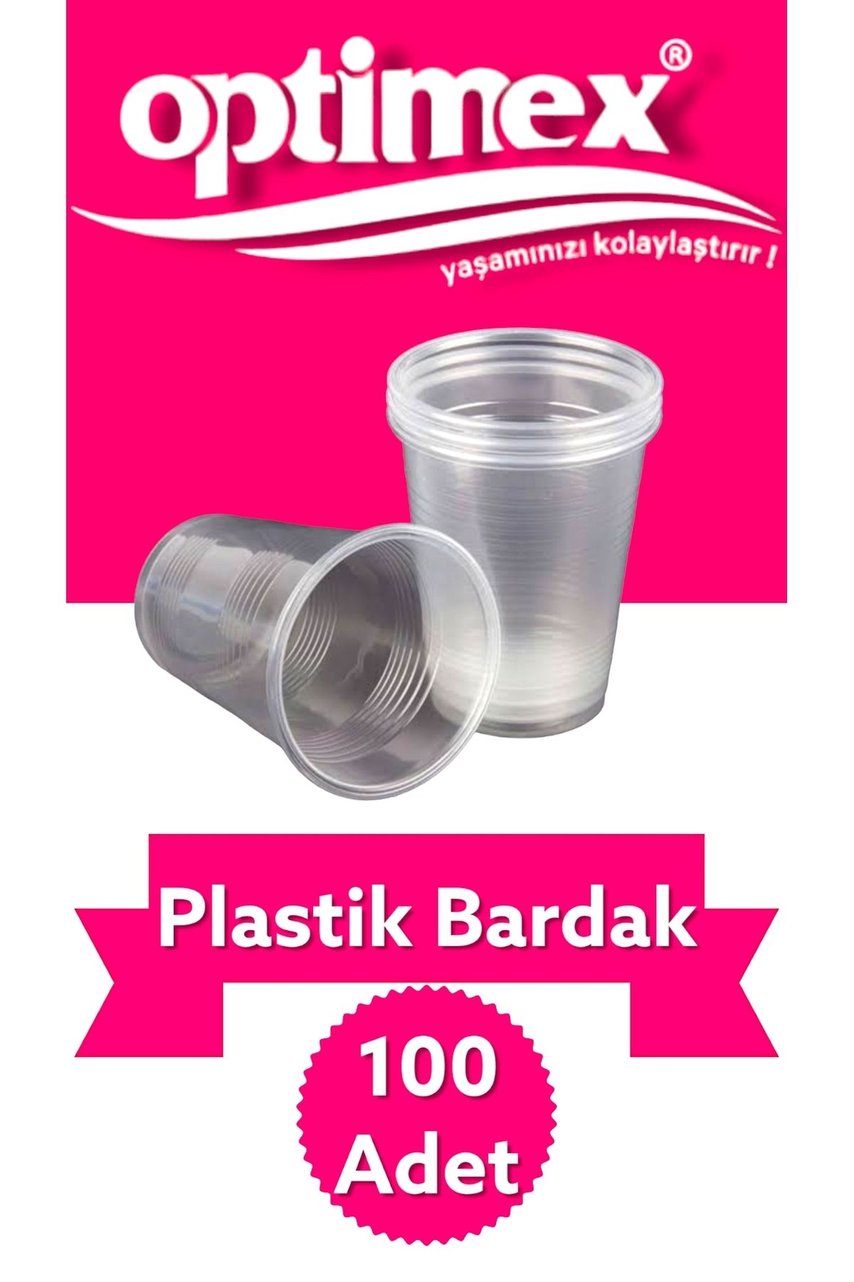 Lüx Plastik Plastik Büyük Bardak 100 Adet