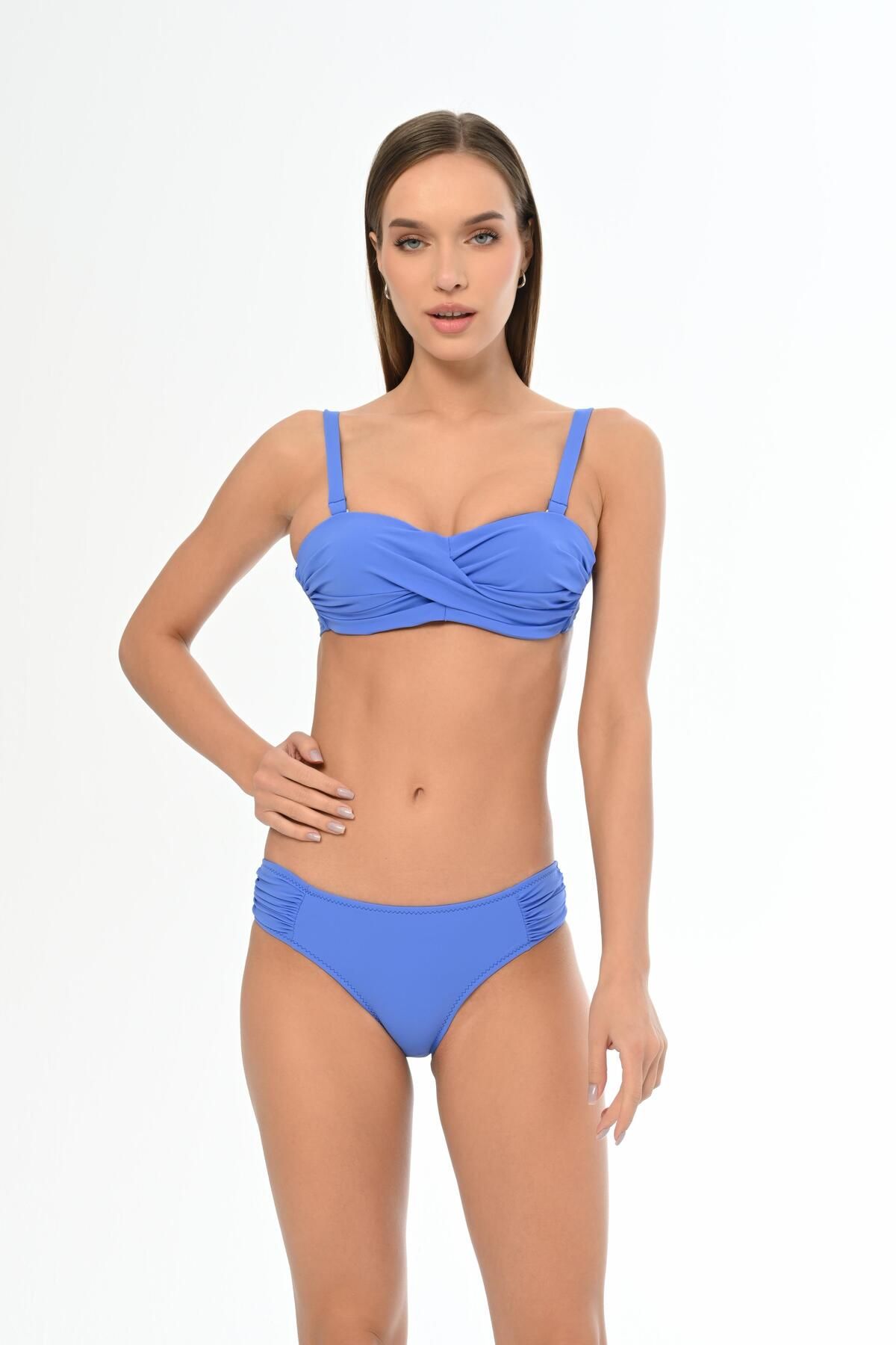 AQUAVİVA Aquaviva Kadın Mavi Kalın Askılı Anna Straplez Bikini Takımı