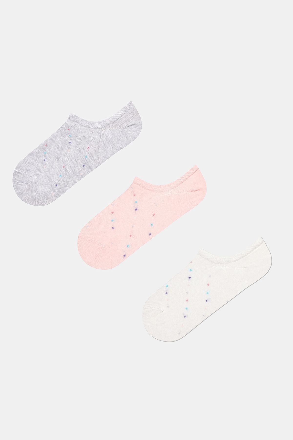 Penti Mini Dotted Gri-Pembe 3lü Sneaker Çorabı