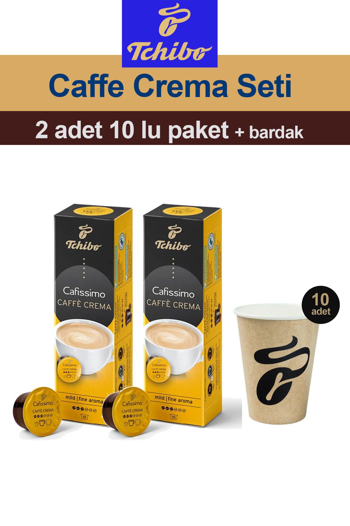 Tchibo Cafissimo Caffè Crema Fine Aroma 2x10 Adet Kapsül Kahve Tchibo Bardak