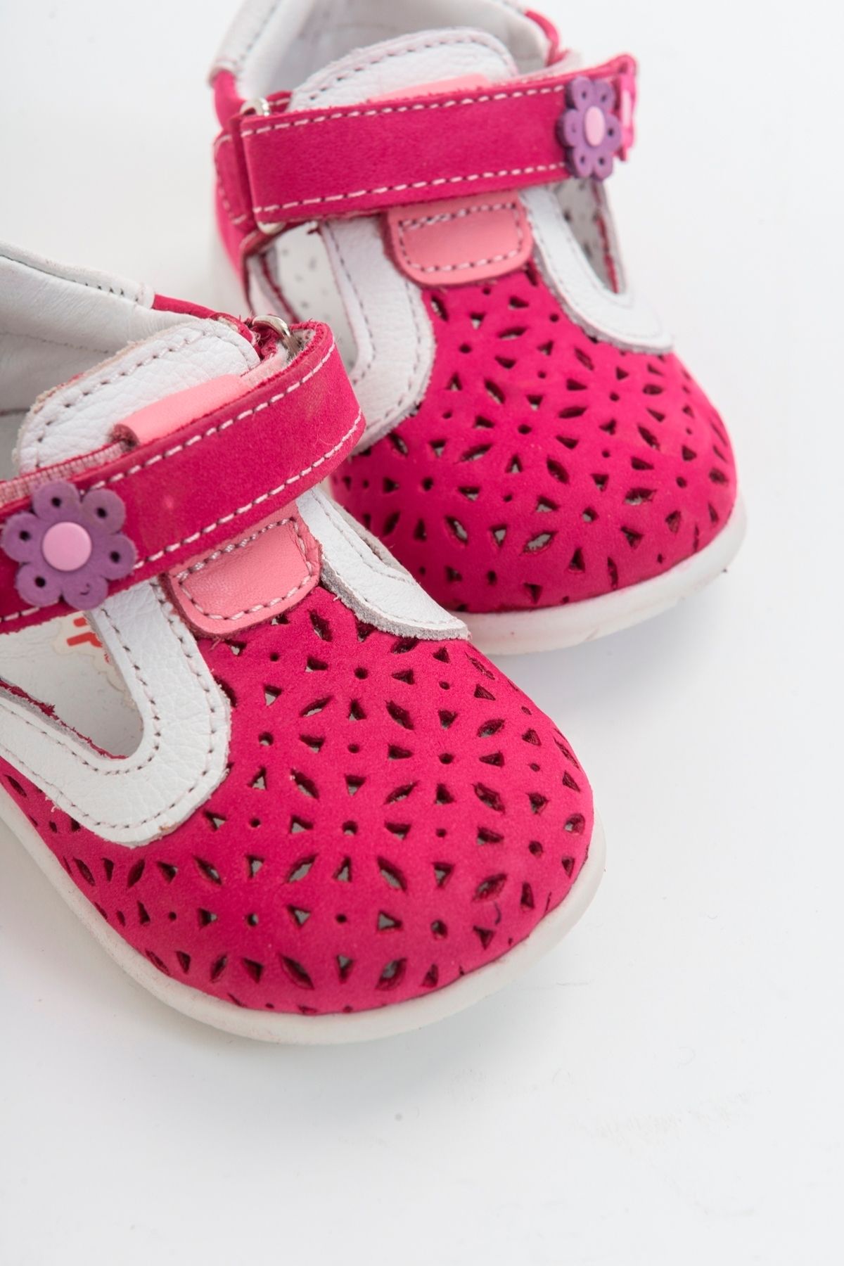 mnpc Unisex Çocuk Fuşya-beyaz Deri Ortopedik Destekli Ilk Adım Ayakkabı