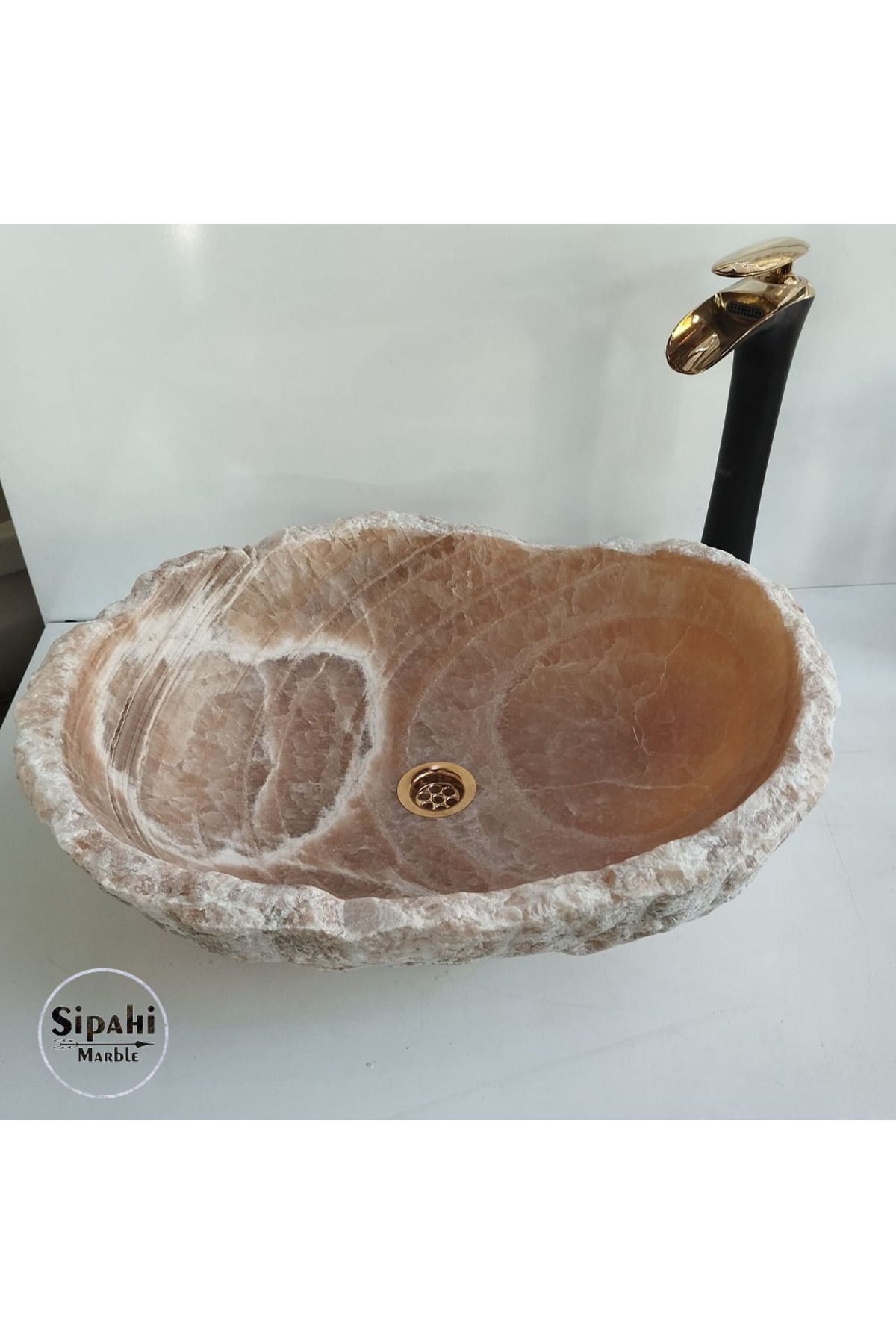 SİPAHİMARBLE Bal Onyx Naturel Patlatma Elips Lavabo