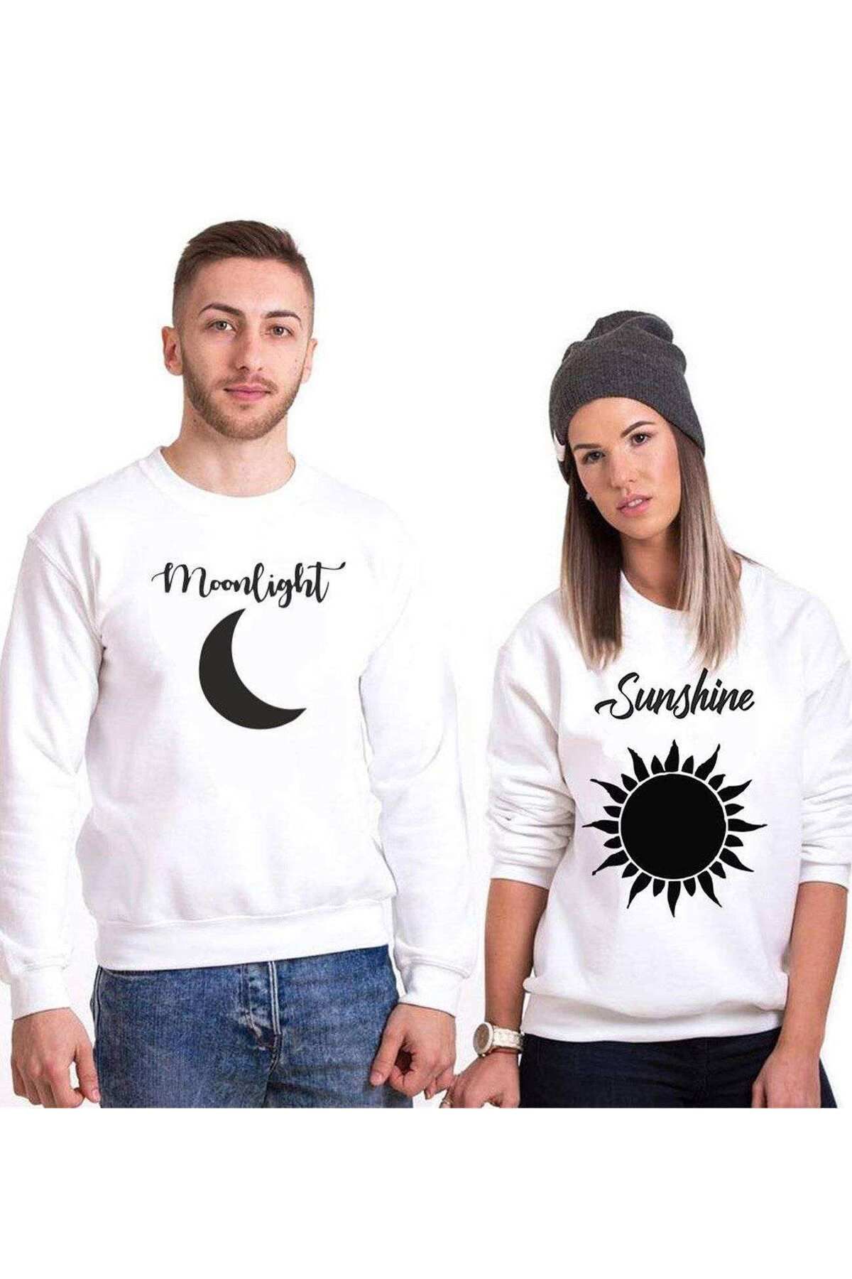 Tshirthane Moonlight Sunshine Sevgili Kombinleri Sweatshirt Çift Kombini