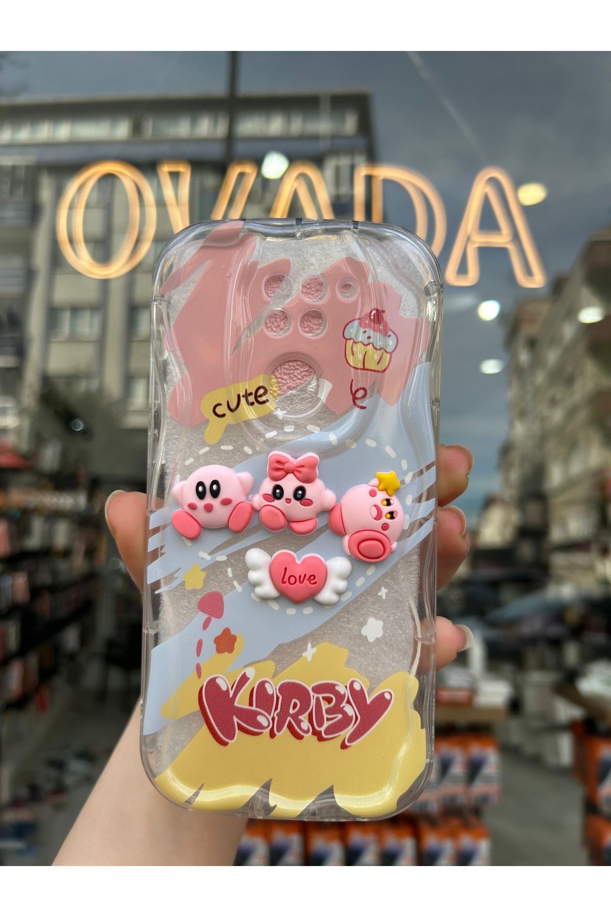 OVADA XIAOMI REDMI NOTE 9 Uyumlu Kamera Korumalı 3D Kirby Desenli Dalgalı Silikon Kılıf