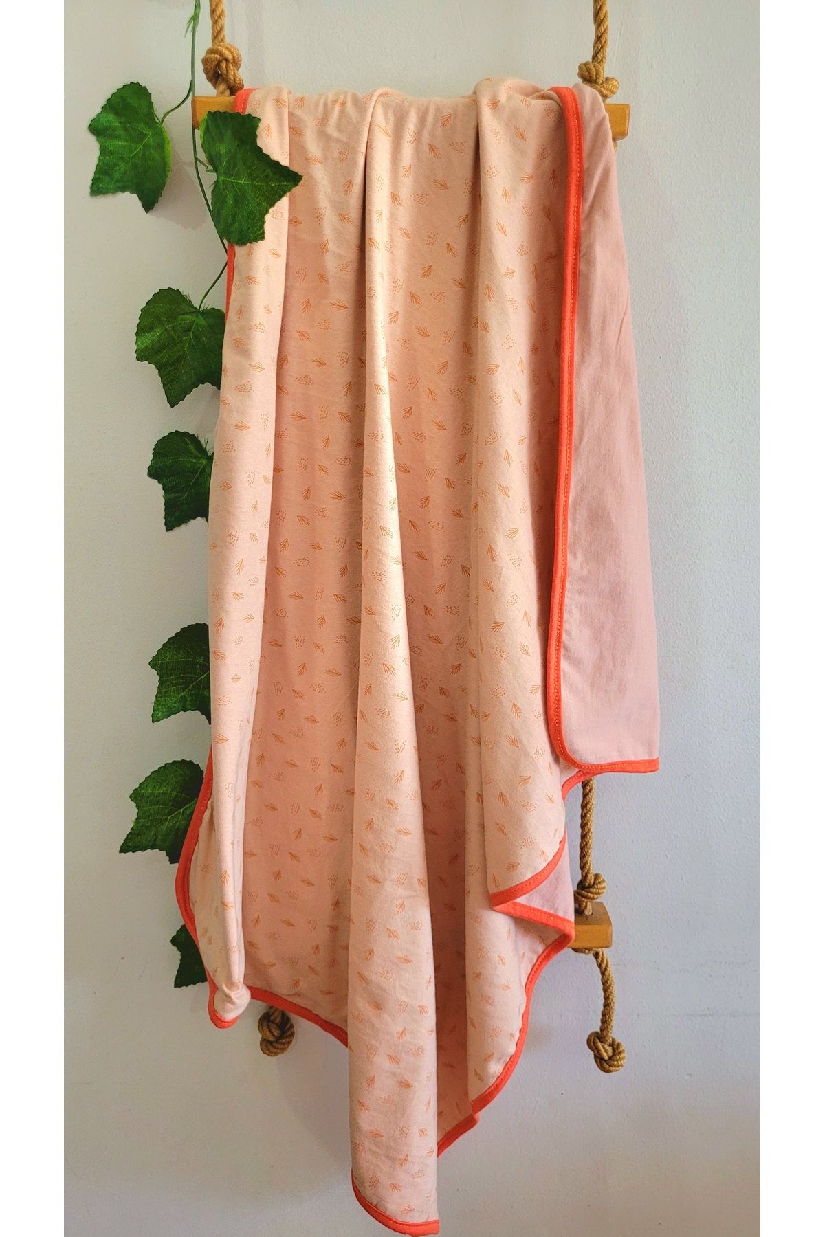 Alpar Tekstil Pamuklu Yumuşacık Çift Katlı Penye Kız- Erkek Bebek Kundak Battaniyesi Outlet/turuncu