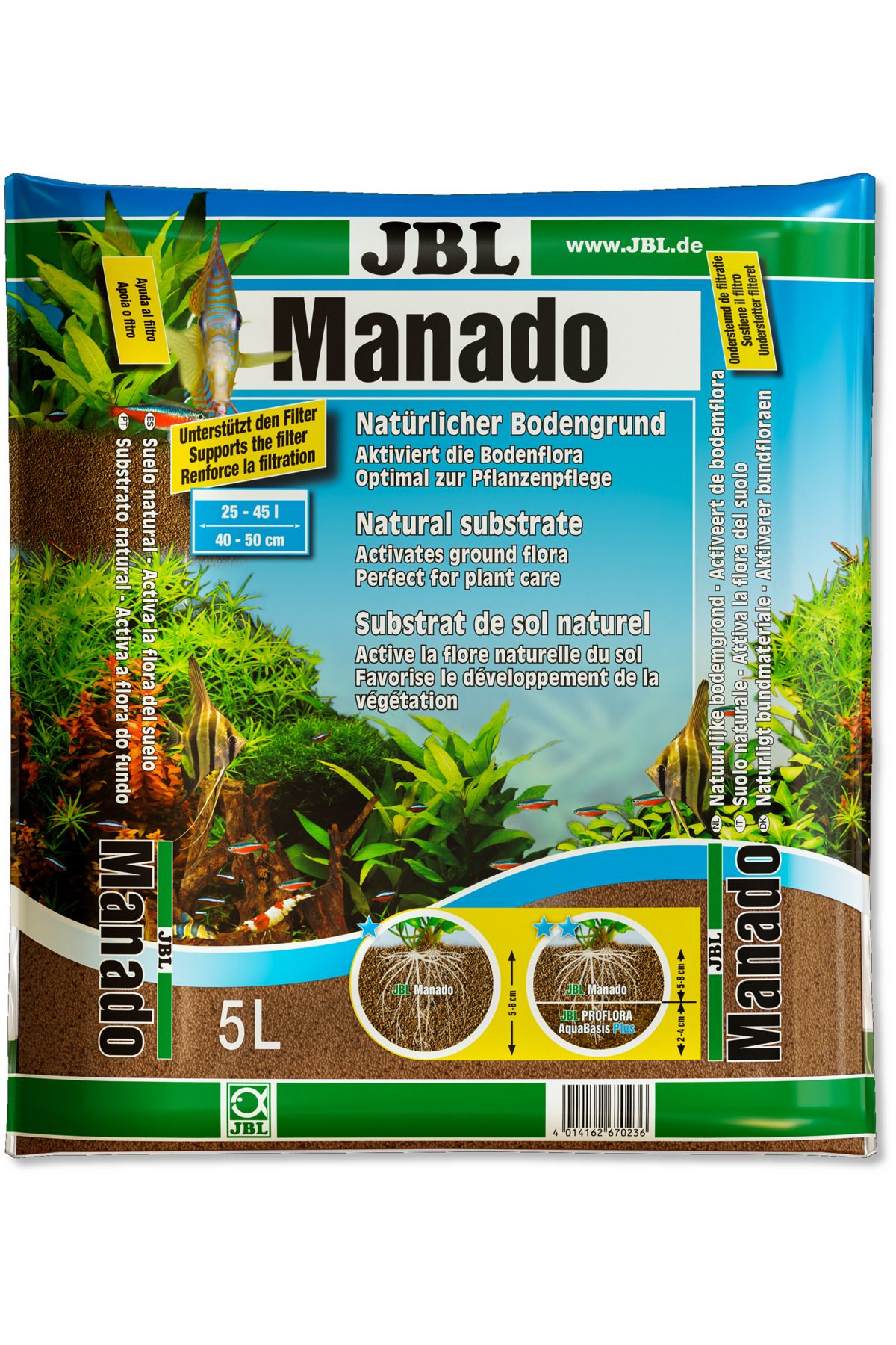 JBL Manado Bitki Kumu 5 LT Tatlı su akvaryumları için doğal zemin toprağı