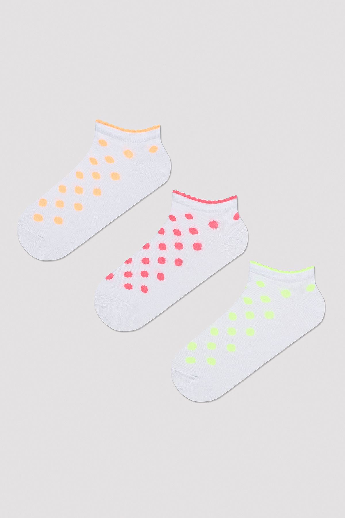 Penti Neon Dotted Beyaz 3lü Patik Çorap