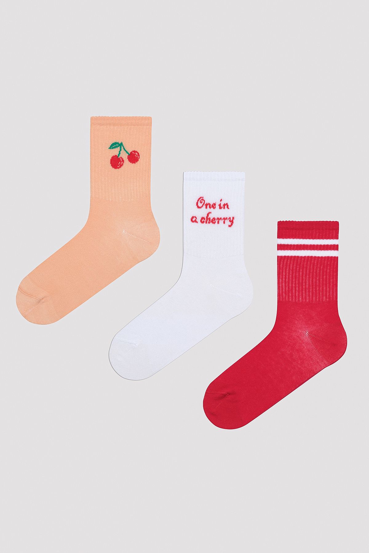 Penti Cherry Tennis Kırmızı 3lü Soket Çorap