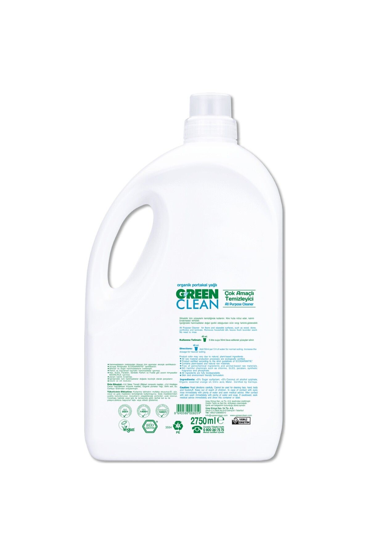 Green Clean Bitkisel Çok Amaçlı Temizleyici Portakal Yağlı 2750 ml