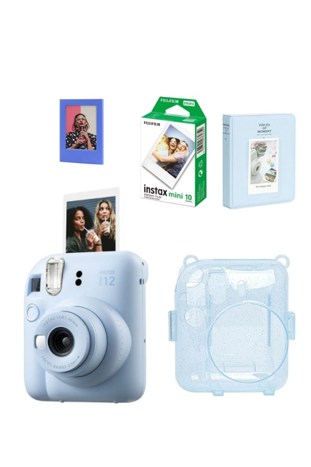 Fujifilm Instax Mini 12 Fotoğraf Makinesi-10lu Film-Simli Pleksi Kılıf-64lü Albüm ve Mıknatıslı Çerçeve Set 2