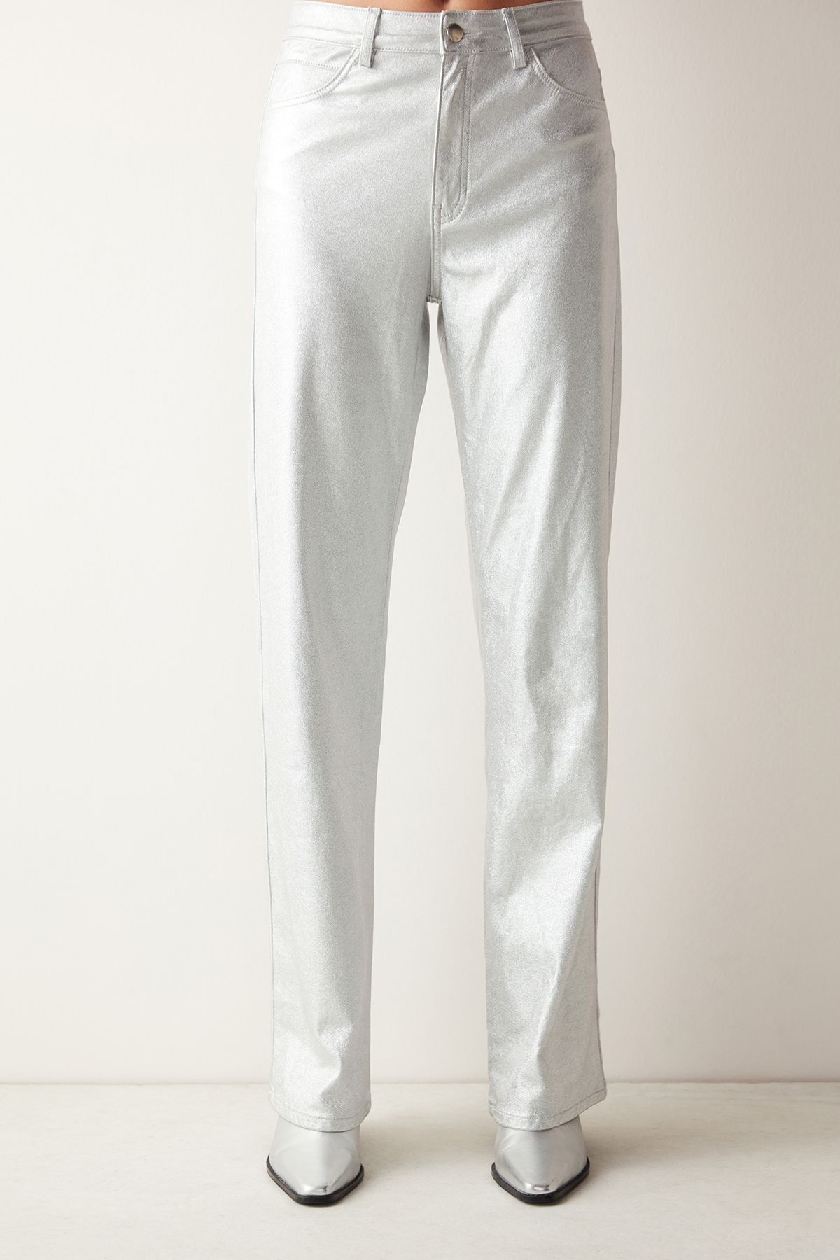 Penti Silver Yüksek Bel Metalik Straight Fit Pantolon