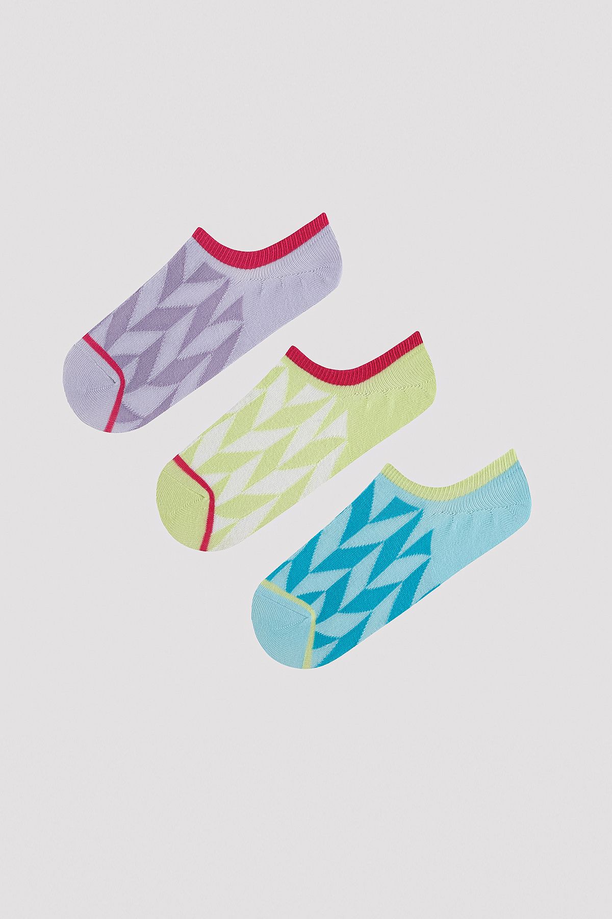Penti Renkli Zigzag Desenli 3lü Sneaker Çorabı