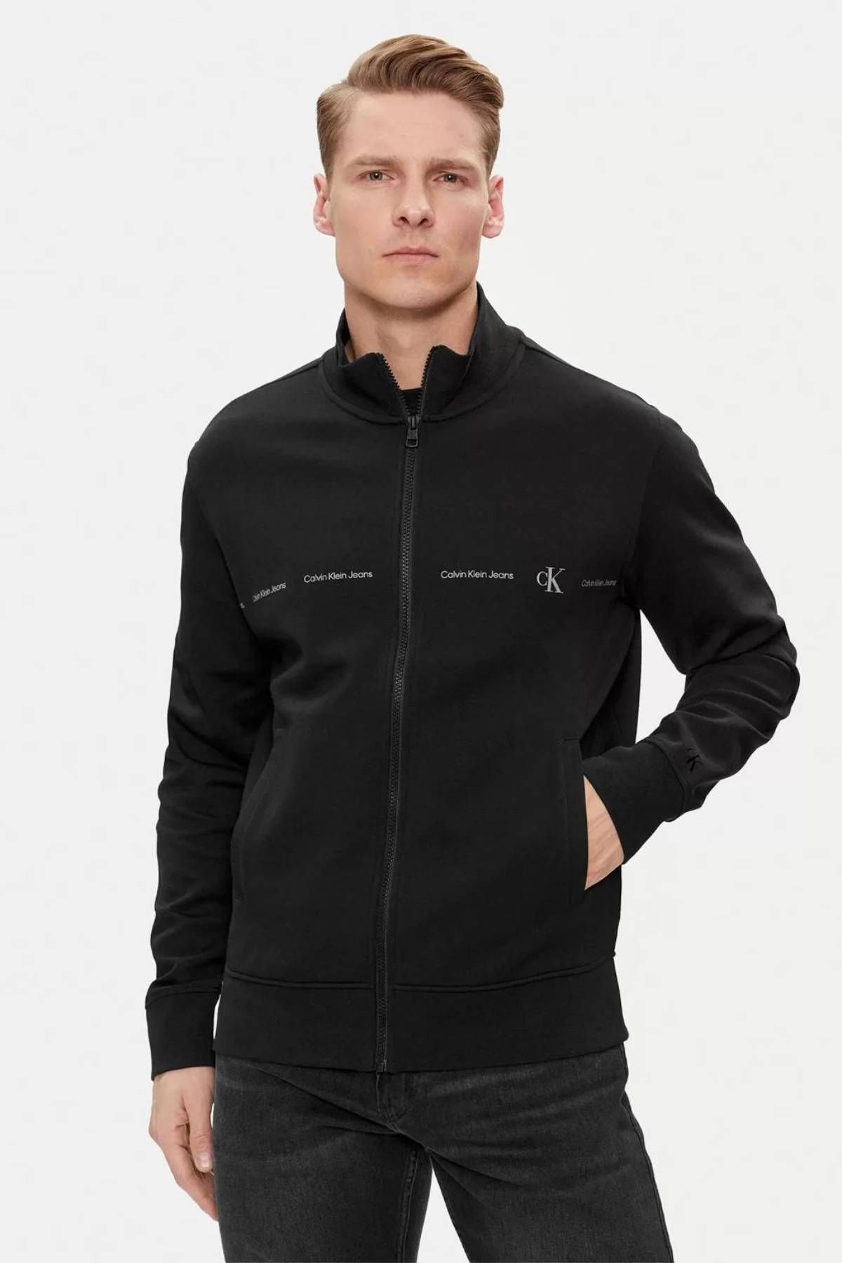Calvin Klein Logo Repeat Zıp Through Erkek Sweatshirt-J30J325493