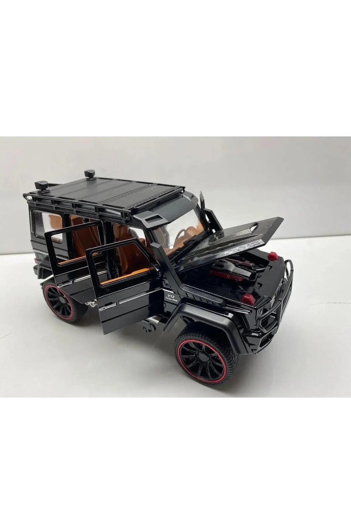 AİLENİZİN OYUNCAKCISI Mercedes G Jip Diecast Metal Model Oyuncak Araba 23 Cm Sesli Işıklı Kaput Bagaj Kapılar Açılabilen