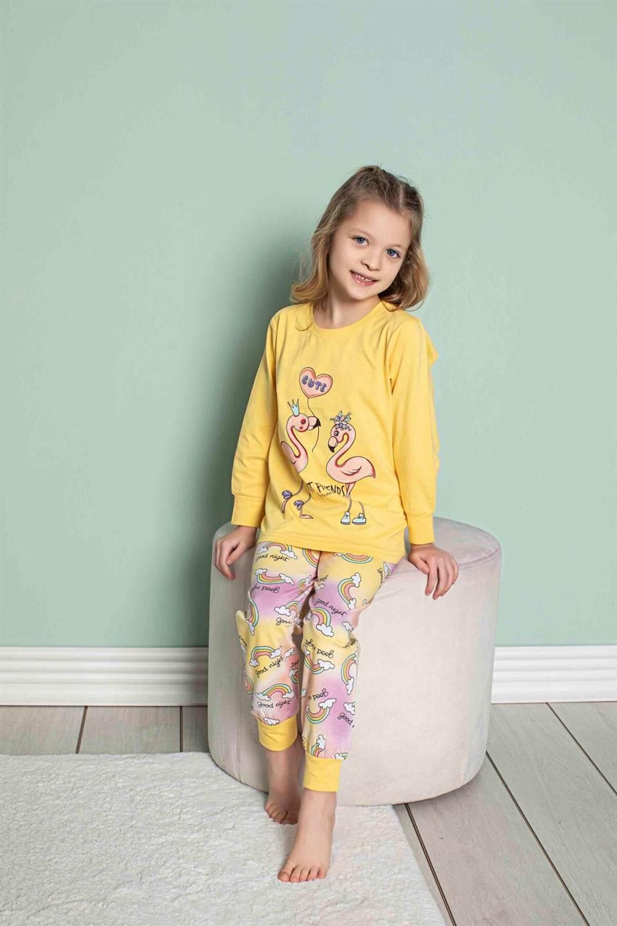 Tarık Kız Çocuk Uzun Kol Pijama Takım 2279 Sarı