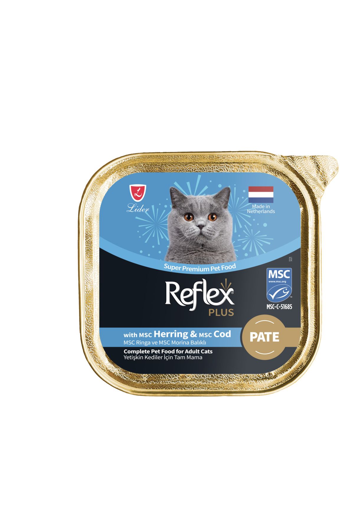 Reflex Plus Alu Tray 85 gr Ringa ve Morina Balıklı Kıyılmış Pate Yetişkin Kedi Yaş Mama