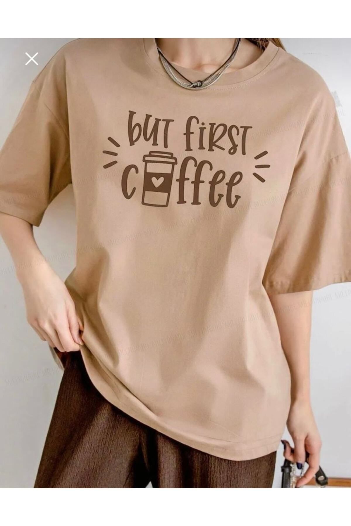 NİCE - But Fırst Coffee Baskılı Oversize T-shirt