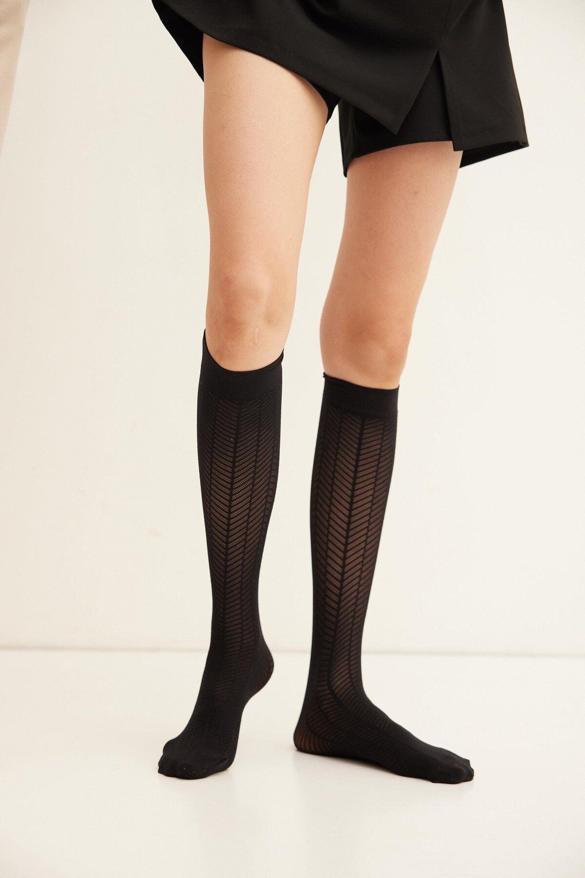 Katia & Bony Kadın Desenli Dizaltı Çorap Siyah