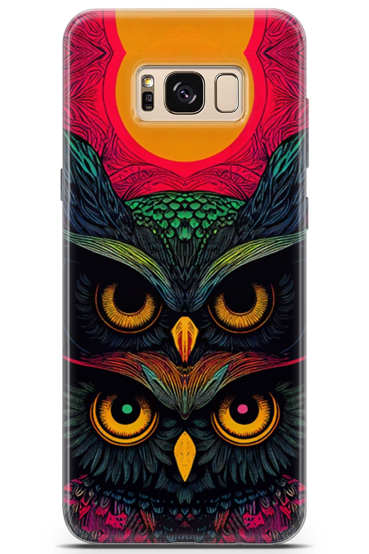 Lopard Samsung Galaxy S8 Uyumlu Kılıf Milano 16 Baykuş Mandalası Hediyelik Kılıf Sarı