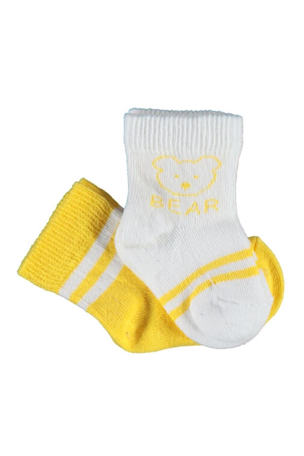 Bibaby Organik Çorap Soket 2li Bear Sarı