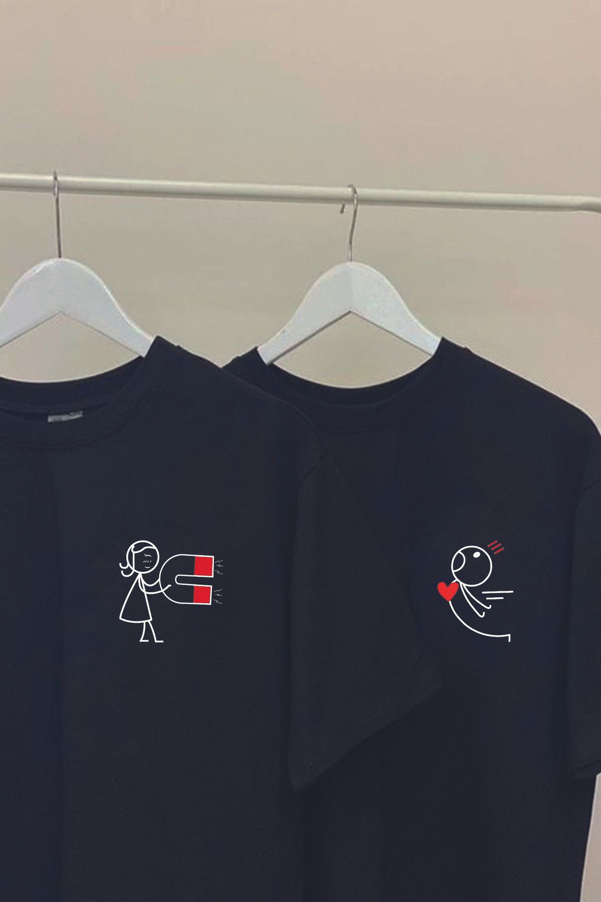 NİCE - Sevgili Kombini Çift Unisex Oversize Baskılı T-Shirt