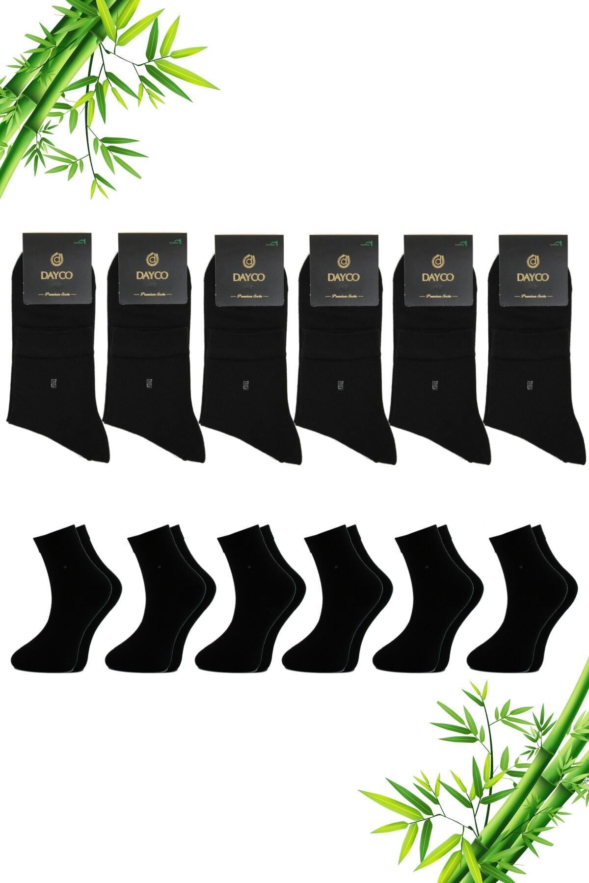 DAYCO Premium Yazlık Siyah Renk Dikişsiz Erkek Bambu Yarım Konç Çorap 6'lı Set