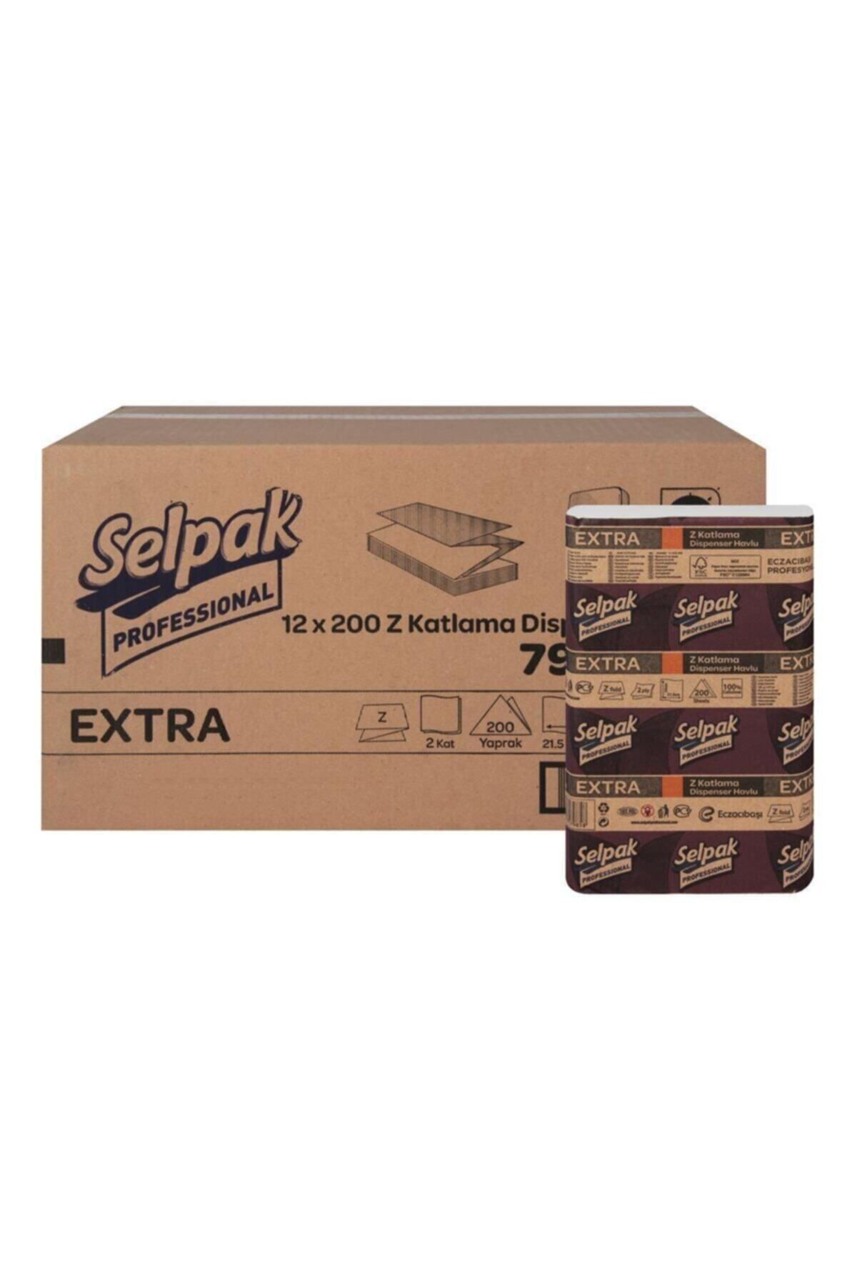 Selpak Professional Extra Plus Z Katlama Dispenser Havlu 200'lü 12 Paket 21.5 X 24 Cm