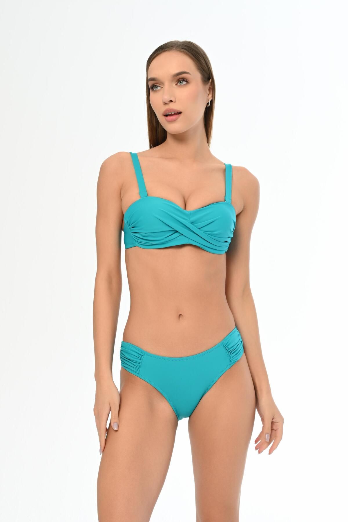 AQUAVİVA Aquaviva Kadın Su Yeşili Kalın Askılı Anna Straplez Bikini Takımı