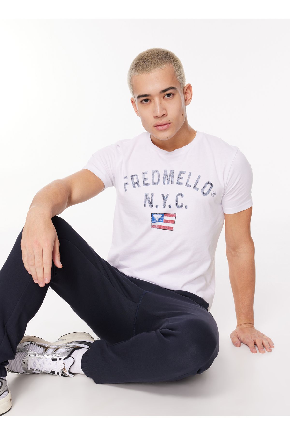 Fred Mello Bisiklet Yaka Beyaz Erkek T-Shirt FM23W11TG
