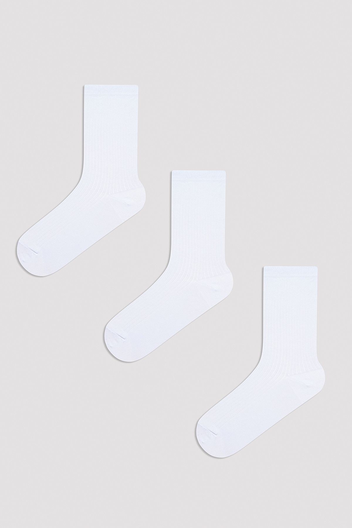 Penti Basic Rib Beyaz 3lü Soket Çorap