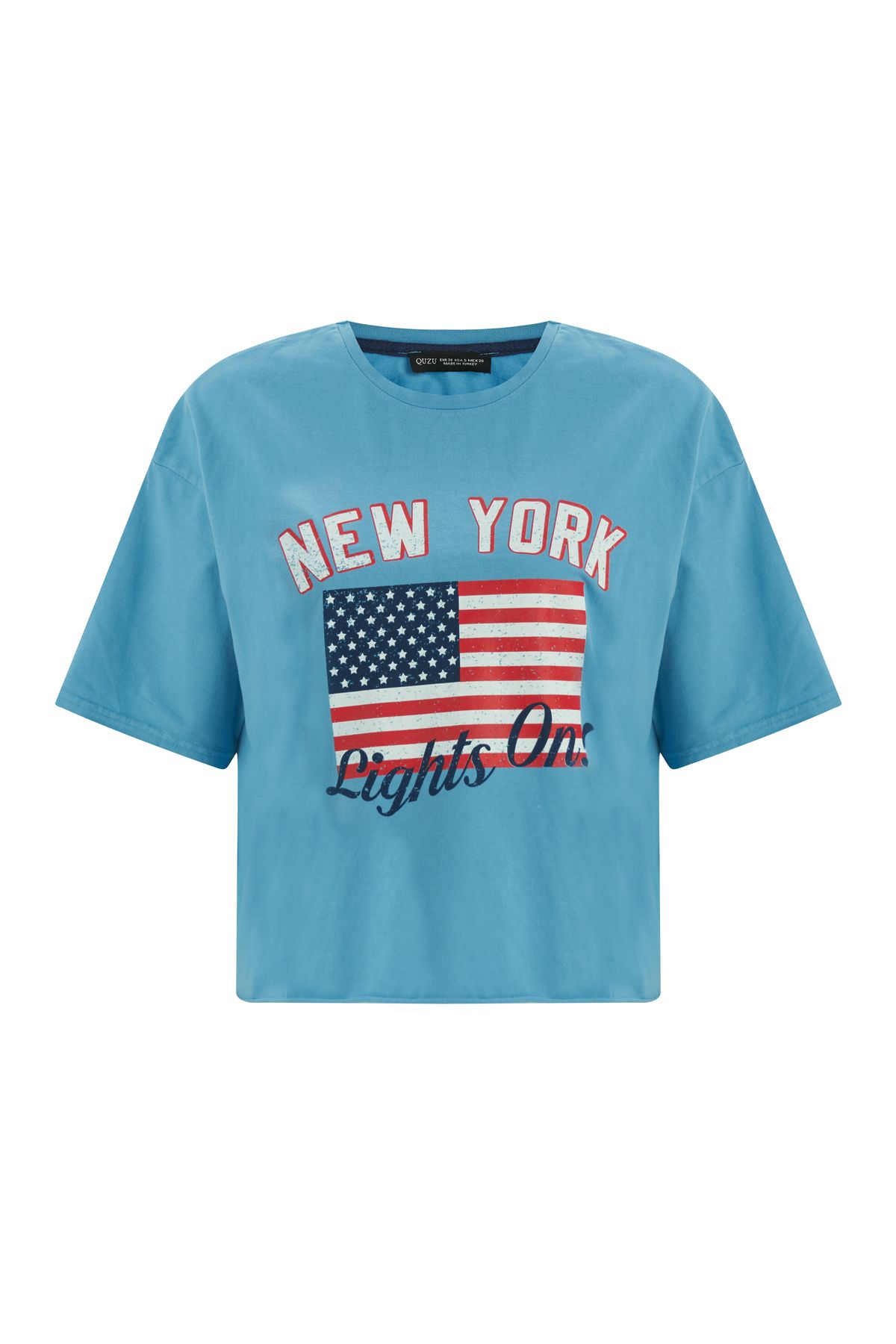 Quzu New York Baskılı Tişört Mavi