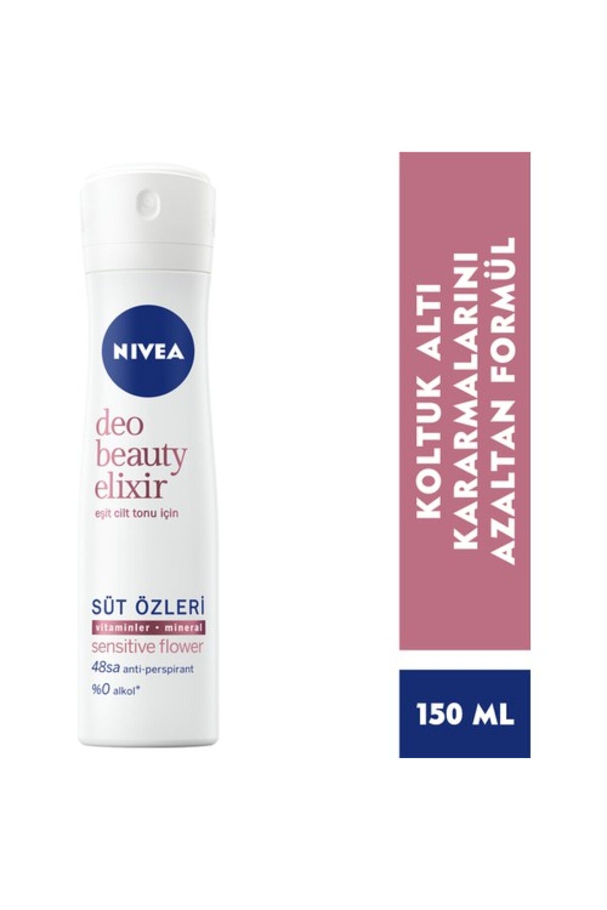 NIVEA Kadın Sprey Deodorant Beauty Elixir Sensitive Flower,48 Saat Anti-perspirant Koruma 150ml