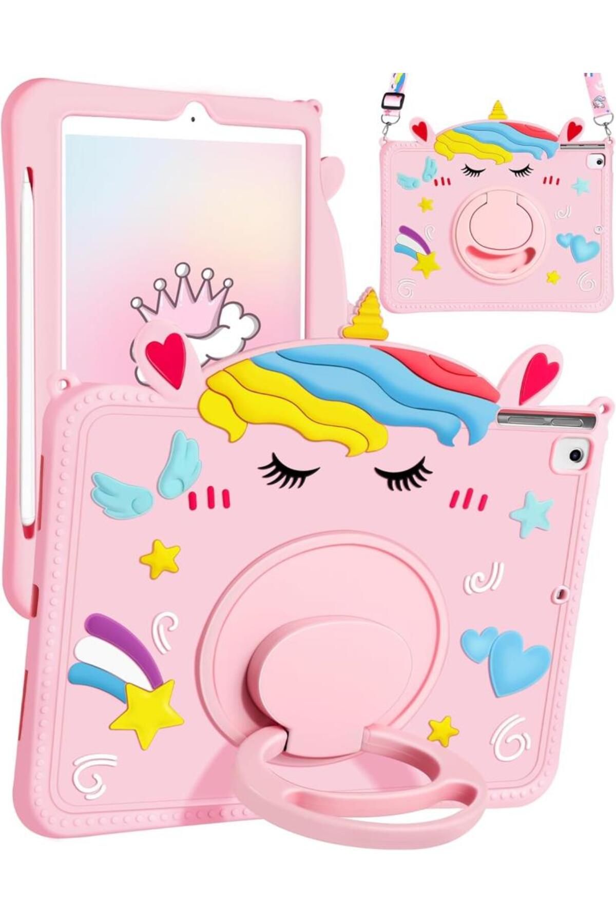 UnDePlus Samsung Galaxy Tab S6 Lite 2024 P620 P610 Uyumlu Kılıf Cute Dolls Çocuk Karekter Kılıfı 13-15-17