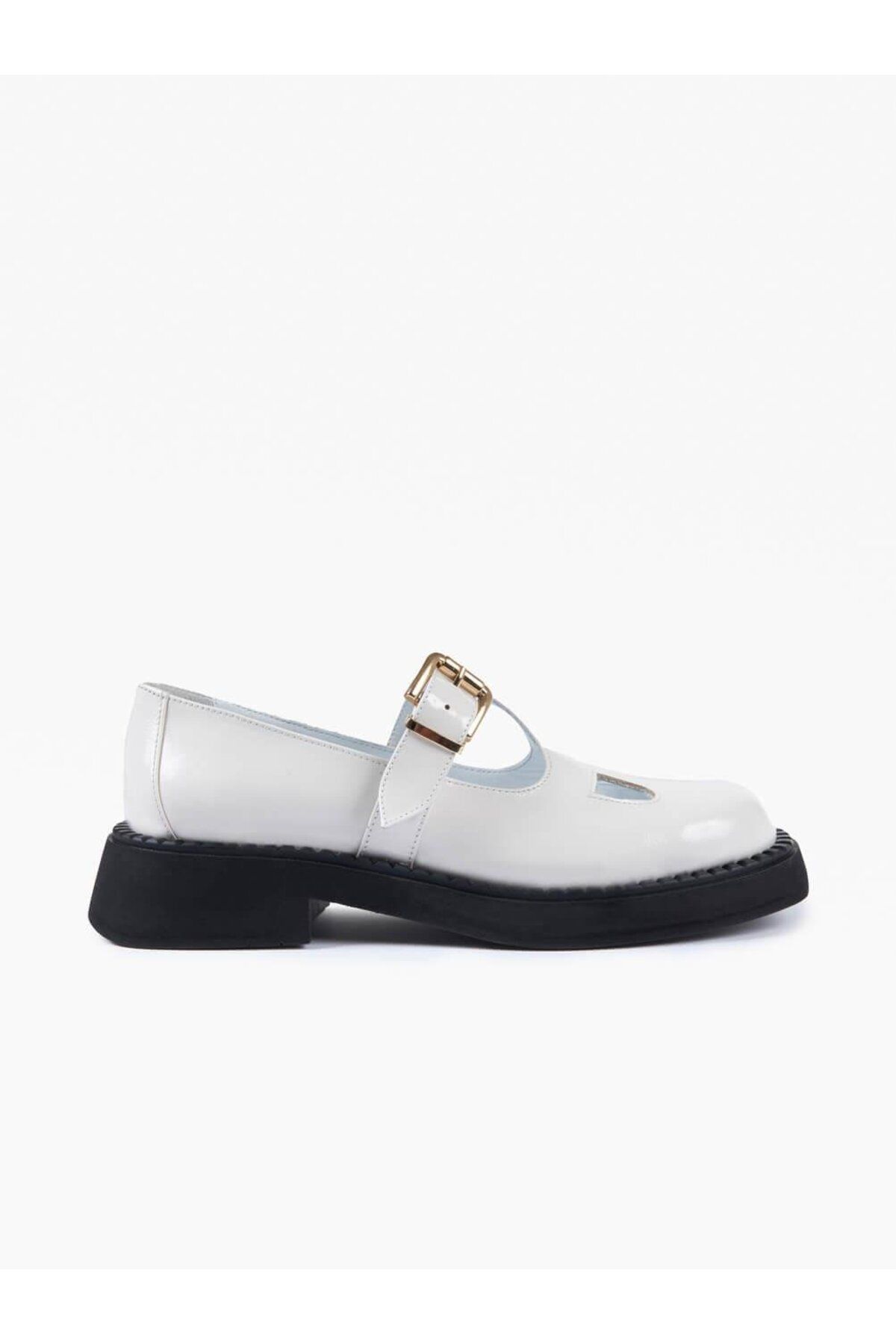Favgi Maru Beyaz Deri Kadın Günlük Ayakkabı