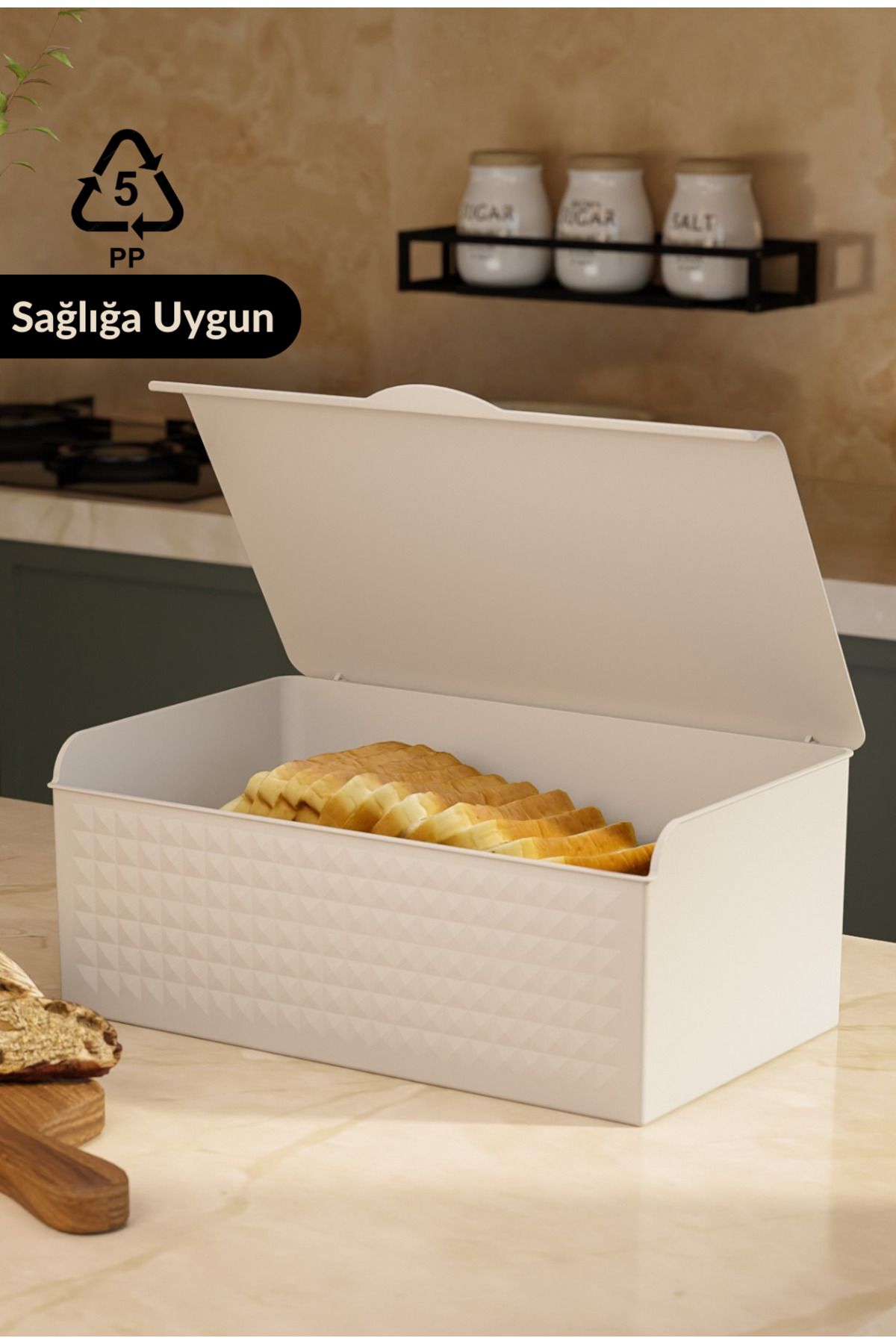 Çavdar Group Four Desenli Ekmeklik 34 cm Ekmek Kutusu Bakliyat Saklama Kabı