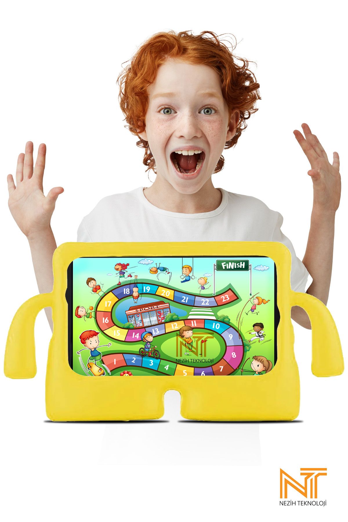 Nezih Case Apple Ipad Mini 2021 (6.nesil) Uyumlu Çocuklar Için Standlı Tututacaklı Kılıf