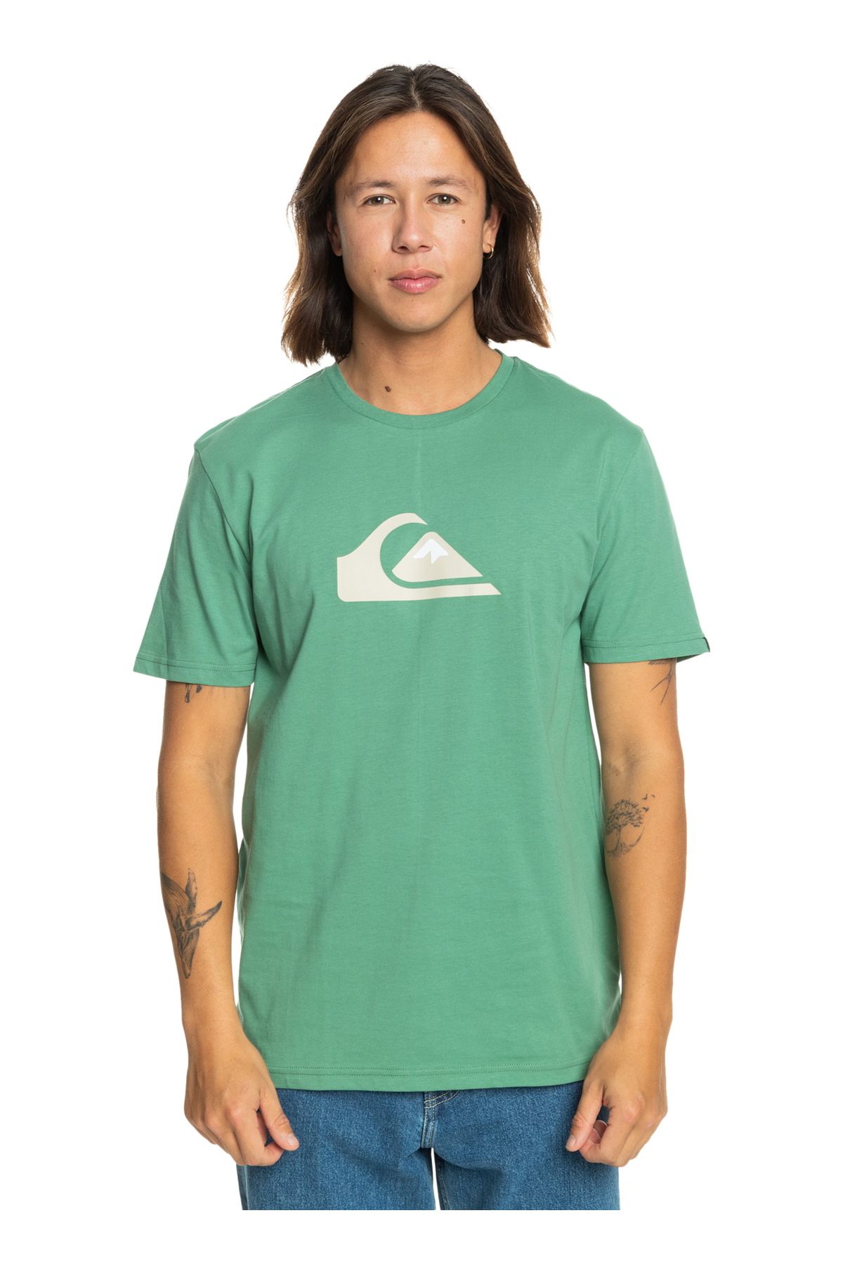 Quiksilver Yeşil Erkek O Yaka  Standart Fit Baskılı T-Shirt EQYZT07658_COMP LOGO SS